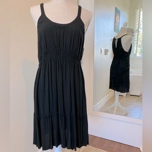 Black summer dress with gathered ruffle detail, Mossimo size L